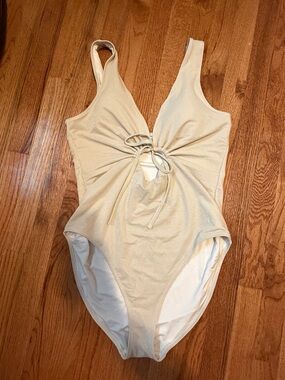 Old Navy Nude Shimmer Front Cut Out Swimsuit